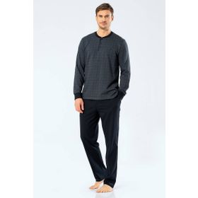 Cacharel Füme S Erkek Jakarlı Noktalı Patlı Pijama Takım