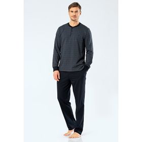 Cacharel Füme S Erkek Jakarlı Noktalı Patlı Pijama Takım