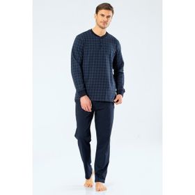 Cacharel Lacivert S Erkek Jakarlı Noktalı Patlı Pijama Takım