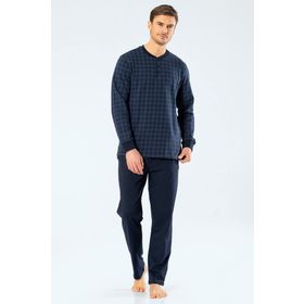 Cacharel Lacivert S Erkek Jakarlı Noktalı Patlı Pijama Takım