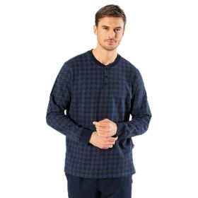 Cacharel Lacivert S Erkek Jakarlı Noktalı Patlı Pijama Takım