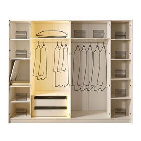 CaddeYıldız Hennes 6 Kapılı New Reflekte Ekru Gardrop