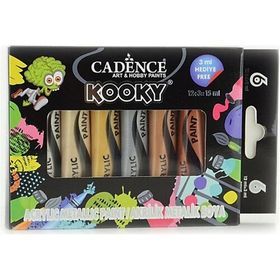 Cadence Kooky Hybrid Metalik 6x15 ml Akrilik Boya Seti