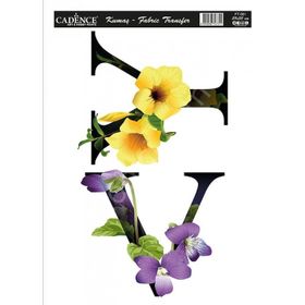 Cadence KT-61 25x35 Çiçekli Harf Serisi Kumaş Transfer