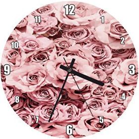 Cadran 001 Motifli Pembe Güller Çatlak Desen Vintage Duvar Saati