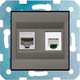 Çağatay Elektrik Ovivo Antrasit Nummeris Telefon+Data Cat 6 Internet Prizi Mekanizma