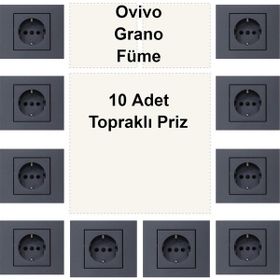 Çağatay Elektrik Ovivo Grano Füme 10 Adet Topraklı Priz