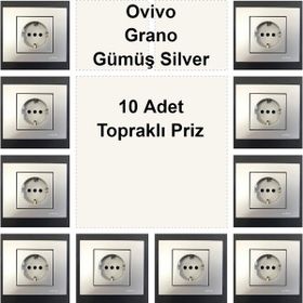 Çağatay Elektrik Ovivo Grano Gümüş Silver 10 Adet Topraklı Priz