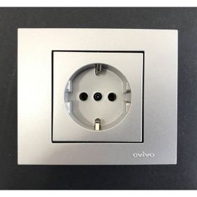 Çağatay Elektrik Ovivo Grano Gümüş (Silver) Topraklı Priz Mekanizma