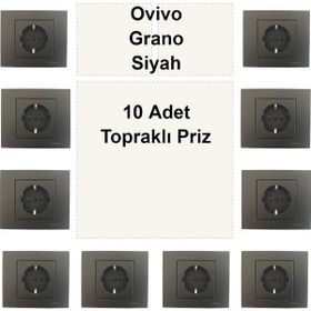 Çağatay Elektrik Ovivo Grano Siyah 10 Adet Topraklı Priz