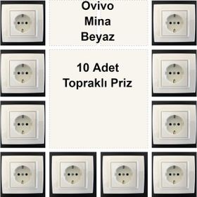 Çağatay Elektrik Ovivo Mina Beyaz 10 Adet Topraklı Priz