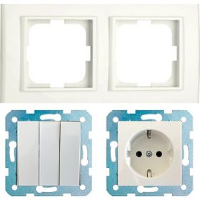 Çağatay Elektrik Ovivo Mina Beyaz İkili Set Üçlü Anahtar Topraklı Priz