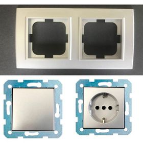 Çağatay Elektrik Ovivo Mina Gümüş İkili Set Anahtar Topraklı Priz