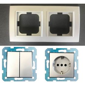 Çağatay Elektrik Ovivo Mina Gümüş Ikili Set Komütatör Topraklı Priz