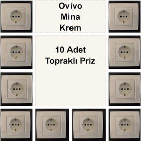 Çağatay Elektrik Ovivo Mina Krem 10 Adet Topraklı Priz