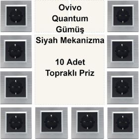 Çağatay Elektrik Ovivo Quantum Gümüş Siyah Mekanizma 10 Adet Topraklı Priz