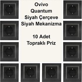 Çağatay Elektrik Ovivo Quantum Siyah Çerçeve Siyah Mekanizma 10 Adet Topraklı Priz