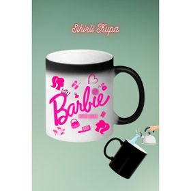Caisya Barbie Enter Mode Baskılı Sihirli Beyaz Kupa Bardak