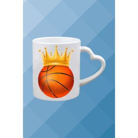 Caisya Basketboll Temalı Basket Sever Kalpli Kulp Beyaz Kupa Bardak