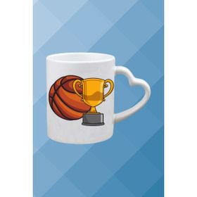 Caisya Basketboll Temalı Basket Sever Kalpli Kulp Beyaz Kupa Bardak