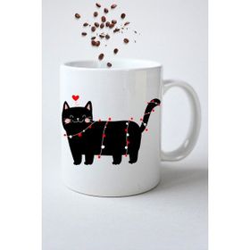 Caisya Cute Cat Kedi Baskılı Hediye Beyaz Kupa Bardak