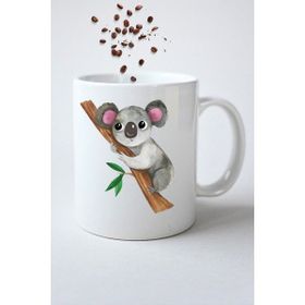 Caisya Cute Koala Baskılı Hediye Beyaz Kupa Bardak