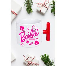 Caisya Enter Mode Barbie Baskılı T Saplı Kırmızı Porselen Kupa