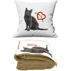Caisya Home 110x170 cm Renkli Sevimli Kedi Desenli Opsiyonel Yastık İçinde Tv Battaniyesi