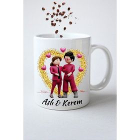 Caisya Isimli Kişiye Özel Love You Baskılı Hediye Beyaz Kupa Bardak