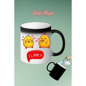 Caisya Love Ponçik Civciv Baskılı Sihirli Beyaz Kupa Bardak