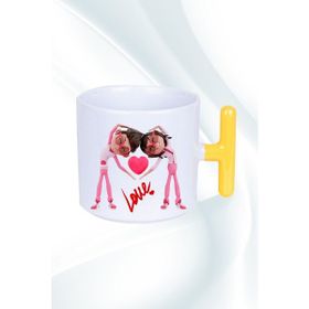 Caisya Mutlu Çiftler Love Baskılı Hediye T Saplı Kupa