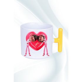 Caisya Mutlu Çiftler Love Kalp Baskılı Hediye T Saplı Kupa