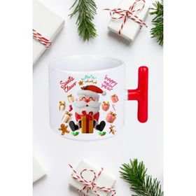 Caisya Noel Baba Happy Christmas Baskılı Kırmızı T Saplı Kupa