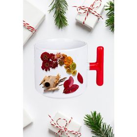 Caisya Romantik Sonbahar Baskılı Kırmızı T Saplı Kupa