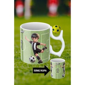Caisya Sarı Lacivert Futbol Toplu Siyah Beyaz Forma Oyunculu Taraftar Isimli Baskılı Kupa Bardak