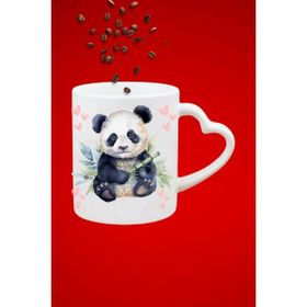 Caisya Sevimli Panda Cute Panda Baskılı Hediye Kalp Kupa