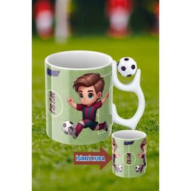Caisya Siyah Beyaz Futbol Toplu Bordo Mavi Forma Oyunculu Taraftar Isimli Baskılı Kupa Bardak