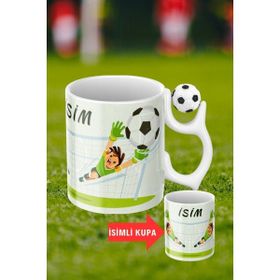 Caisya Siyah Beyaz Futbol Toplu Kaleci Baskılı-2 Taraftar Isimli Baskılı Kupa Bardak