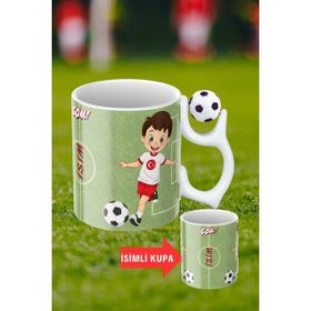 Caisya Siyah Beyaz Futbol Toplu Milli Takım Oyunculu Taraftar Isimli Baskılı Kupa Bardak
