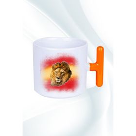 Caisya Taraftar Sarı Kırmızı Arslan Baskılı T Saplı Kupa