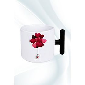 Caisya Uçan Kalpler Baskılı 01 T Saplı Kupa
