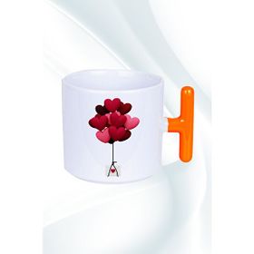 Caisya Uçan Kalpler Baskılı T Saplı Kupa