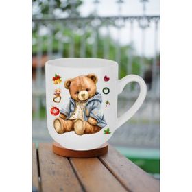 Caisya Yeni Yıl Oyuncak Ayı Teddy Bear Baskılı Beyaz Lüx Kupa Bardak
