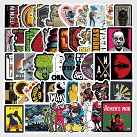 CajuArt 012 50 Adet Tekrarsız Film Karışık Retro PVC Sticker Süs