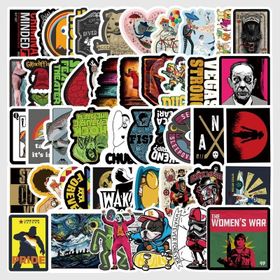 CajuArt 012 50 Adet Tekrarsız Film Karışık Retro PVC Sticker Süs