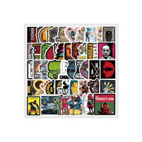 CajuArt 012 50 Adet Tekrarsız Film Karışık Retro PVC Sticker Süs