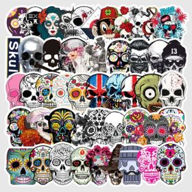 CajuArt 014 50 Adet Tekrarsız Kurukafa Tarz Kalite PVC Retro Sticker