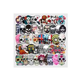 CajuArt 014 50 Adet Tekrarsız Kurukafa Tarz Kalite PVC Retro Sticker