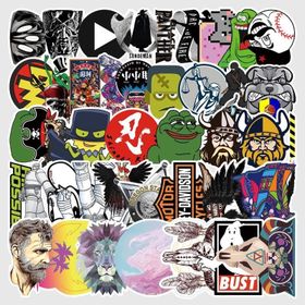 CajuArt 016 50 Adet Tekrarsız Karışık Stil Modern PVC Sticker