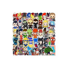 CajuArt 03 50 Adet Tekrarsız Anime Kahraman Kalite PVC Sticker